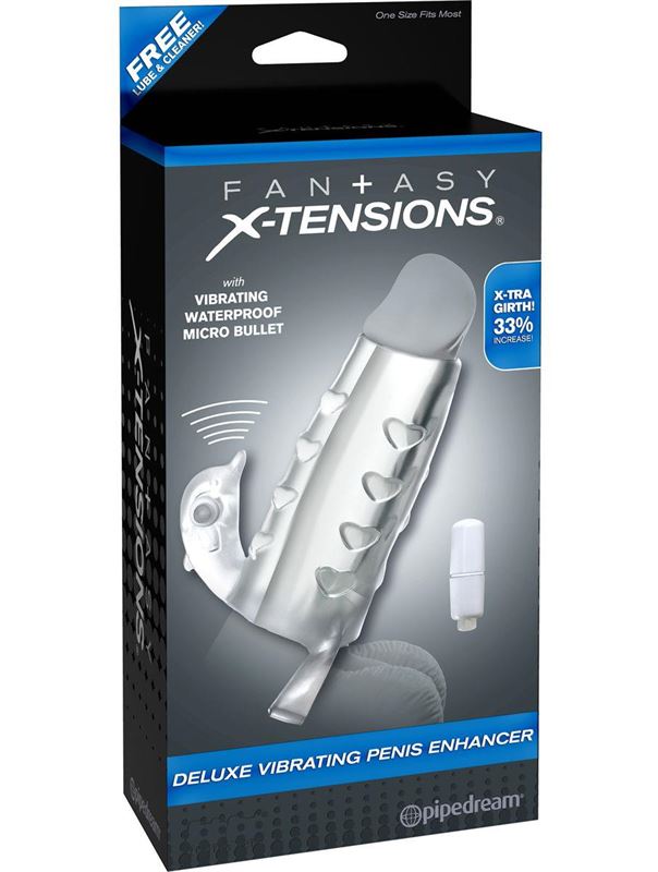 Прозрачная вибронасадка Deluxe Vibrating Penis Enhancer - 13 см.
