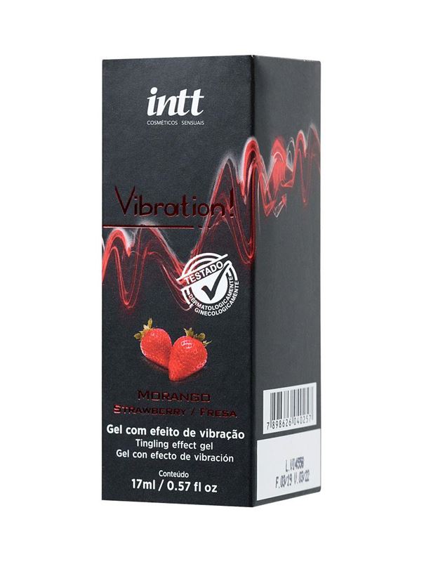 Жидкий массажный гель VIBRATION Strawberry с ароматом клубники и эффектом вибрации - 17 мл.