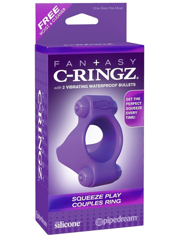 Эрекционное кольцо с двумя виброэлементами Squeeze Play Couples Ring