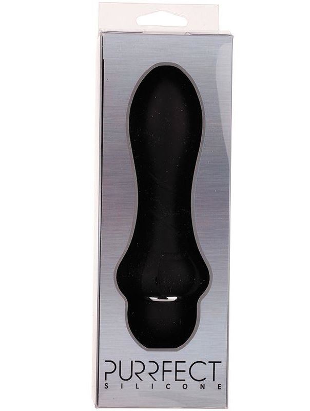 Чёрный анальный вибромассажер PURRFECT SILICONE ANAL VIBRATOR BLACK (12,7 см)