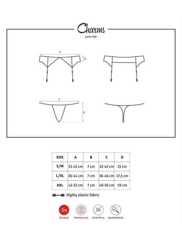 Кружевной пояс для чулок с украшением из сверкащих кристаллов Charms Garter Belt