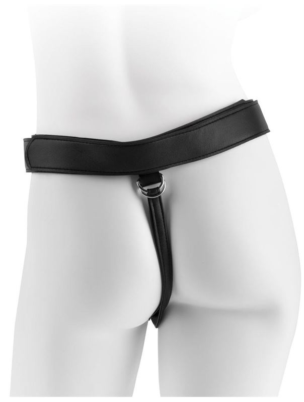 Кофейный сдвоенный поясной страпон Strap-On Harness with 7" Two Cocks One Hole (19,1 см)