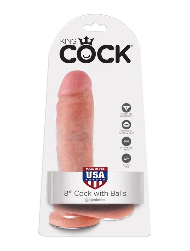 Реалистичный фаллоимитатор с мошонкой 8" King Cock with Balls на присоске (21,3 см)