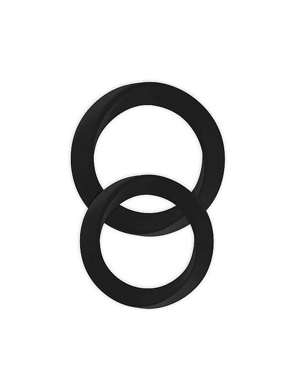 Набор из 2 чёрных эрекционных колец разного размера Infinity Thin M and L Cockring