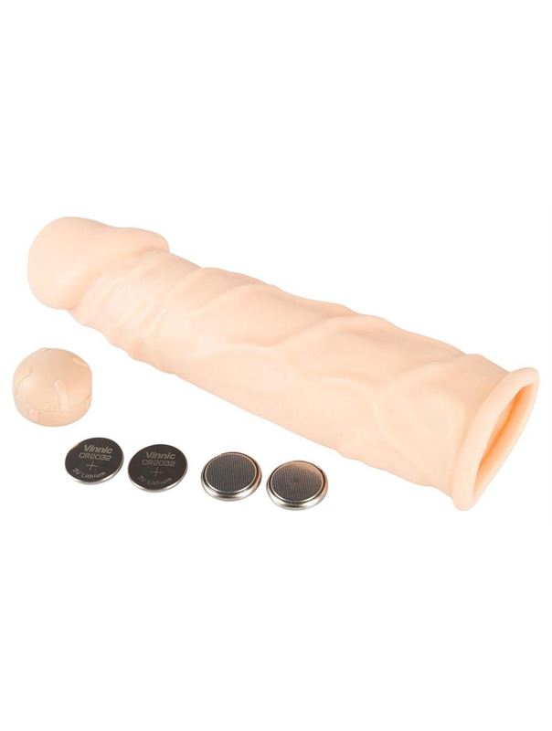Удлиняющая насадка на пенис с вибрацией Silicone Extension Vibrating (19 см)