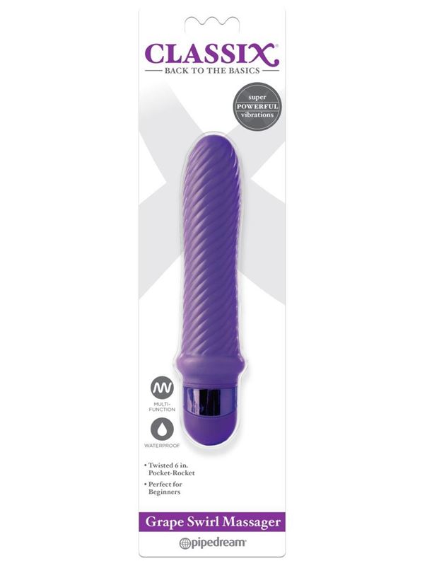 Фиолетовый ребристый вибратор Grape Swirl Vibe (15,8 см)