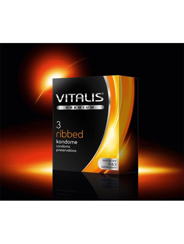 Ребристые презервативы VITALIS premium №3 Ribbed (3 шт)