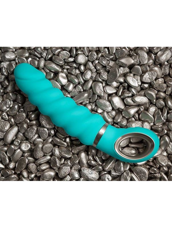Бирюзовый витой вибратор Fun Toys Gjack 2 (22 см)