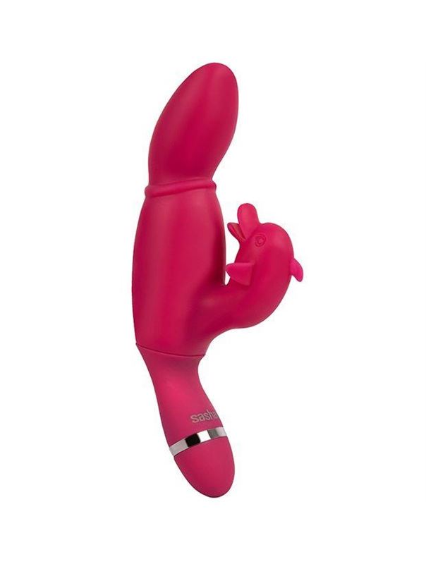 Вибратор со стимулятором клитора SASHAY - VIBRATOR DOLPHIN (17,5 см)