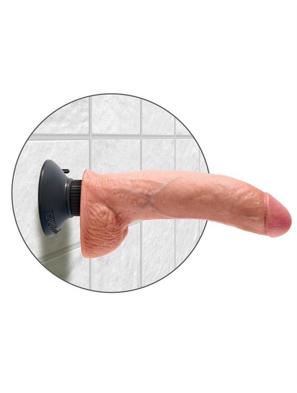 Телесный вибратор со съемной присоской 9" Vibrating Cock with Balls (22,9 см)