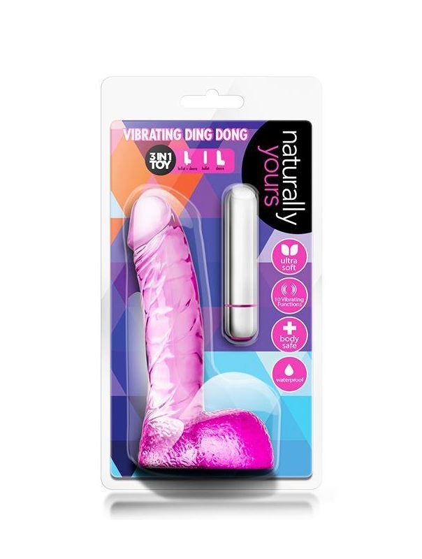 Розовый вибратор реалистик Vibrating Ding Dong (16,5 см)