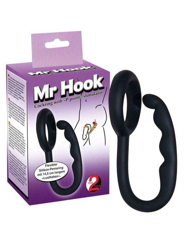 Эрекционное кольцо с анальным стимулятором Mr Hook