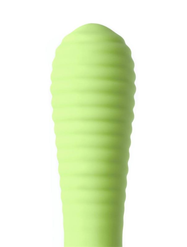 Лаймовый мини-вибратор MINI 2 с ребрами (11,8 см)