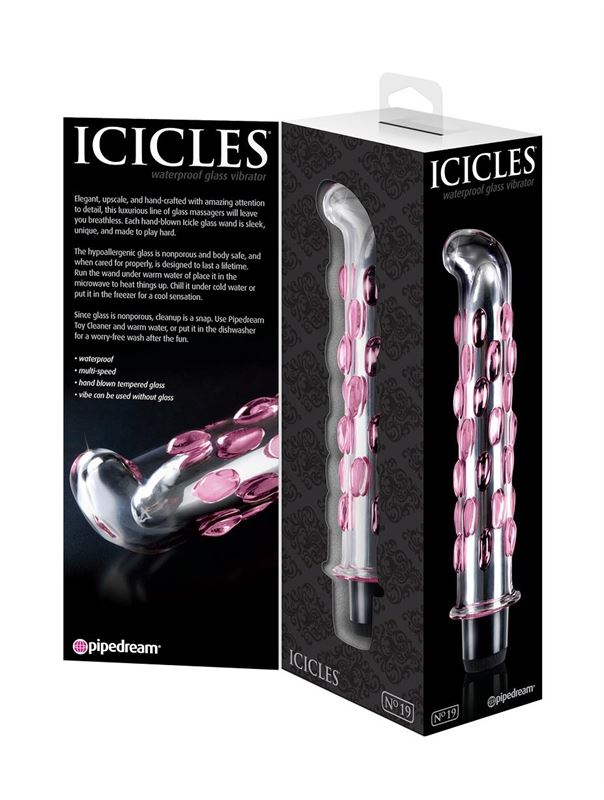 Стеклянный вибростимулятор Icicles №19 - 17,8 см.
