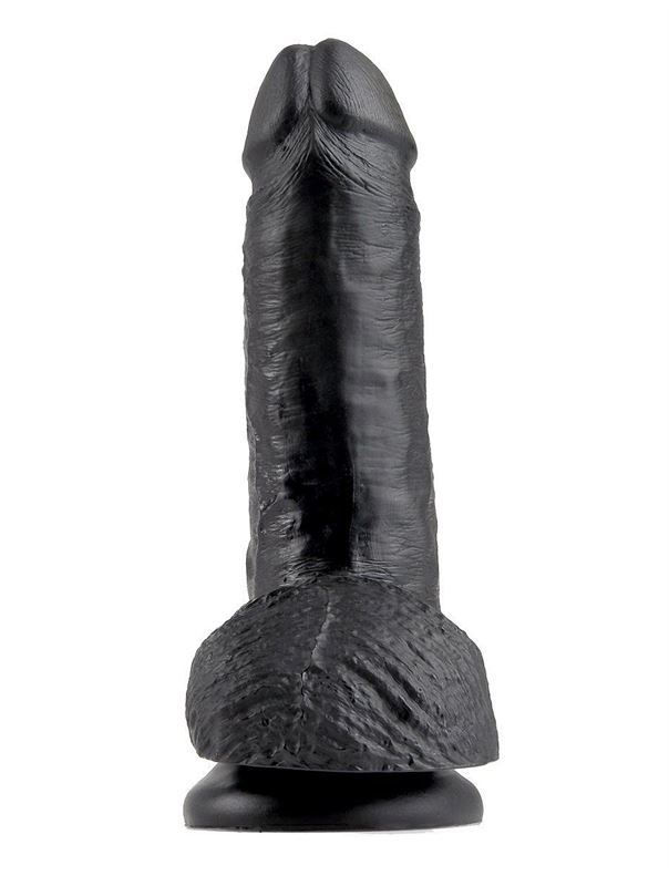 Чёрный фаллоимитатор с мошонкой 7" Cock with Balls (19,4 см)