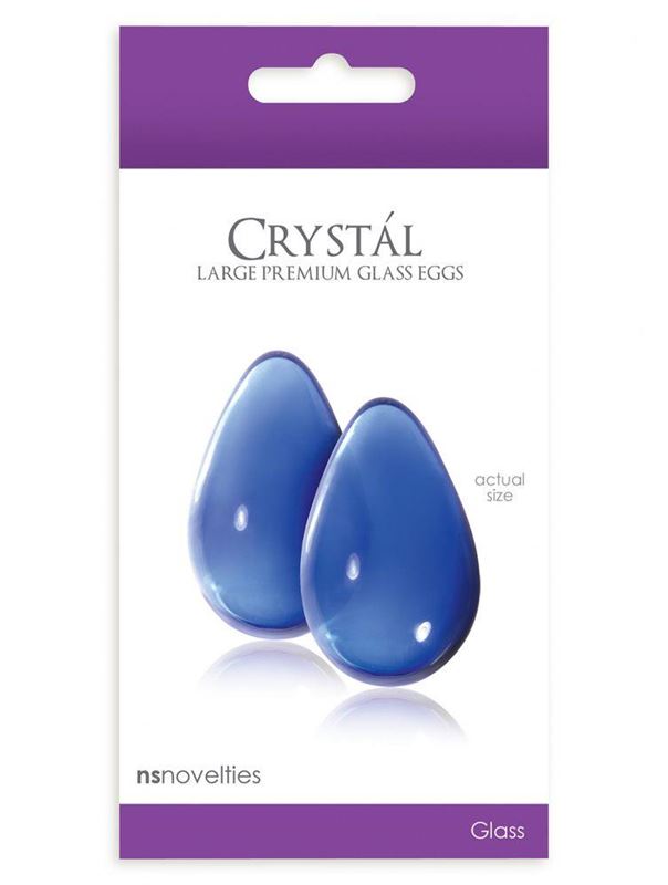 Большие синие стеклянные вагинальные шарики CRYSTAL KEGEL EGGS