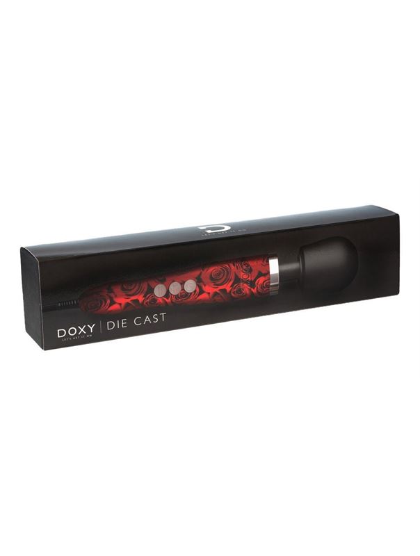 Красно-черный жезловый вибратор Doxy Die Cast с розами (37 см)