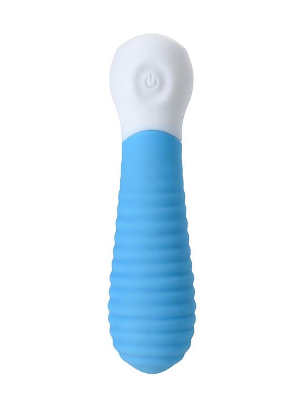 Голубой мини-вибратор MINI 2 с ребрами (11,8 см)