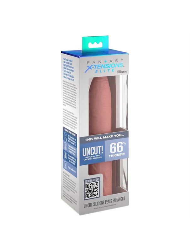 Телесная насадка удлинитель Uncut Silicone Penis Enhancer (17,8 см)