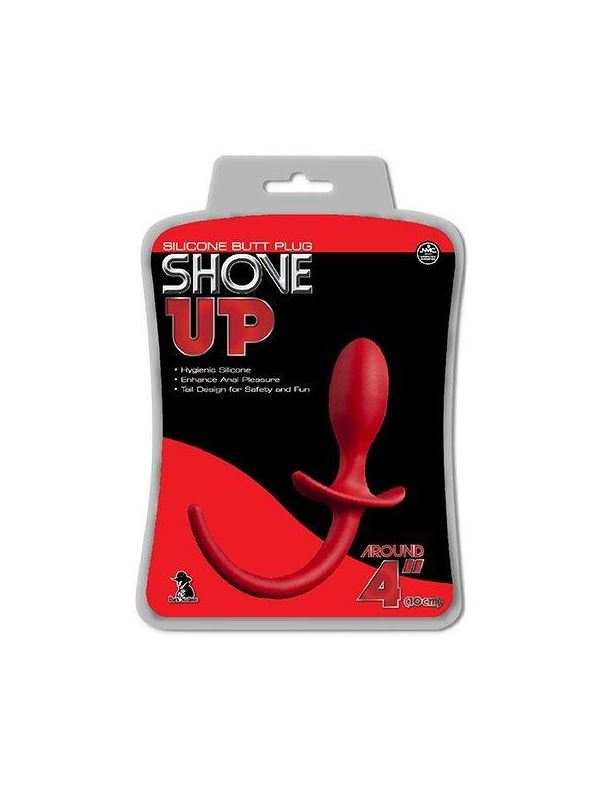 Красная анальная пробка с хвостом SHOVE UP 3.5INCH BUTTPLUG WITH TAIL