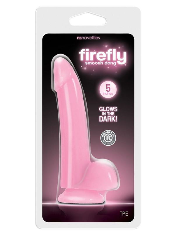 Розовый фаллоимитатор на присоске Firefly Smooth Glowing Dong 5 Pink - 14,5 см.