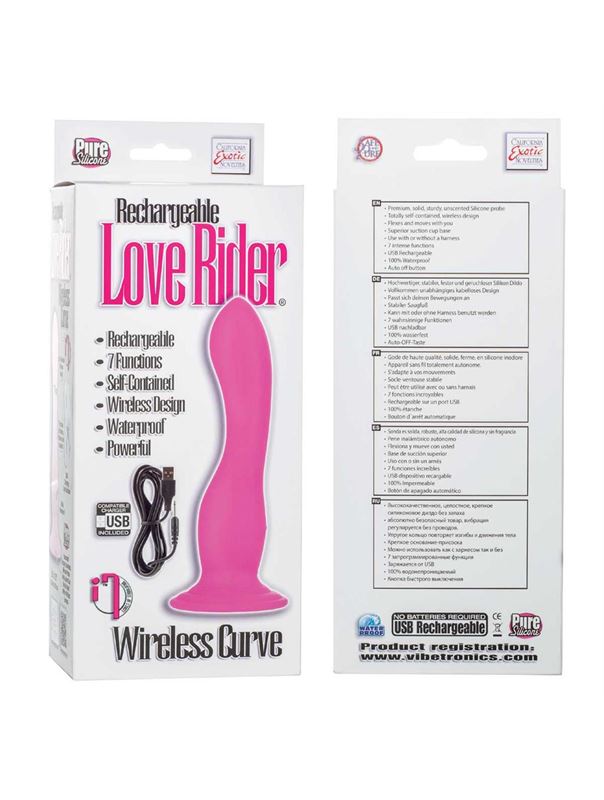 Розовый вибратор-насадка на присоске Rechargeable Love Rider Wireless Curve
