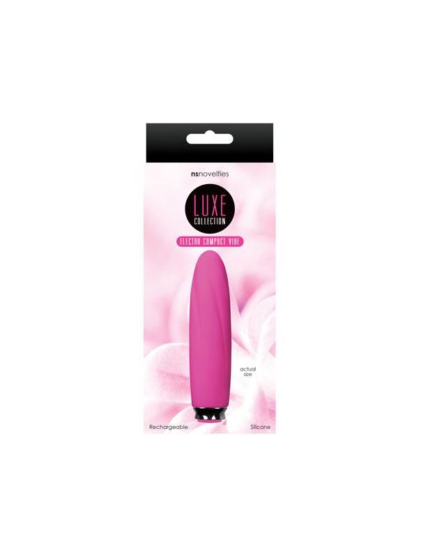 Перезаряжаемый розовый вибромассажер Luxe Compact Vibe Electra - 10,8 см.