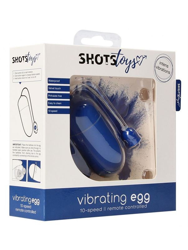 Синее гладкое виброяйцо Vibrating Egg - 8 см.