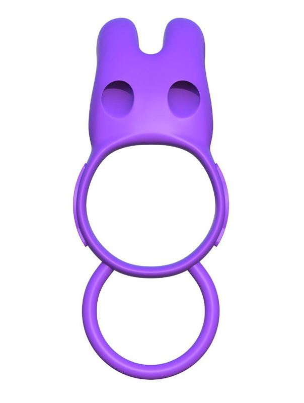 Эрекционное кольцо с вибрацией и подхватом для мошонки Twin Teazer Rabbit Ring