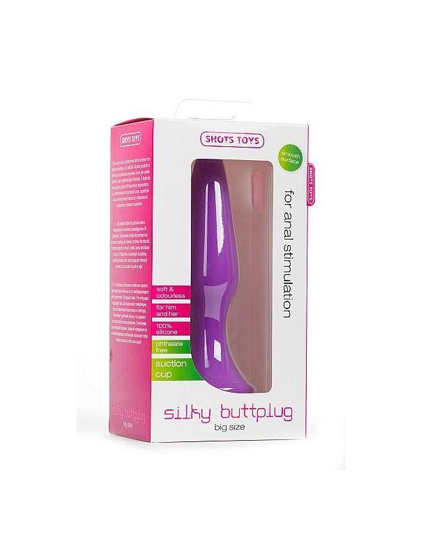 Фиолетовая анальная пробка Silky Buttplug Big Purple - 16 см.