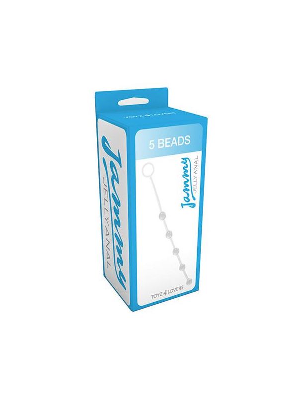 Прозрачная анальная цепочка с 5 шариками JAMMY JELLY ANAL 5 BEADS CRYSTALL - 38 см.