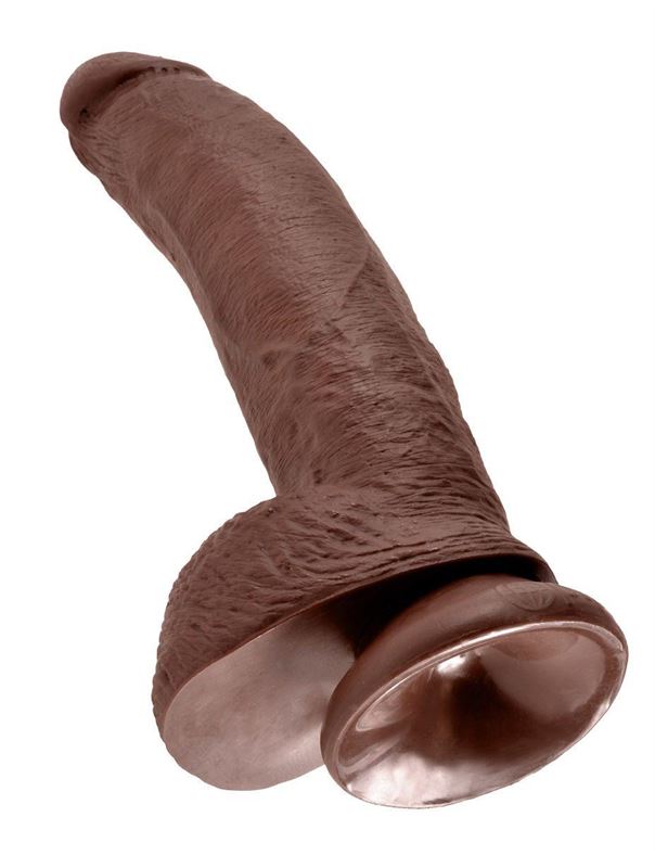 Коричневый фаллоимитатор 9" Cock with Balls (22,9 см)