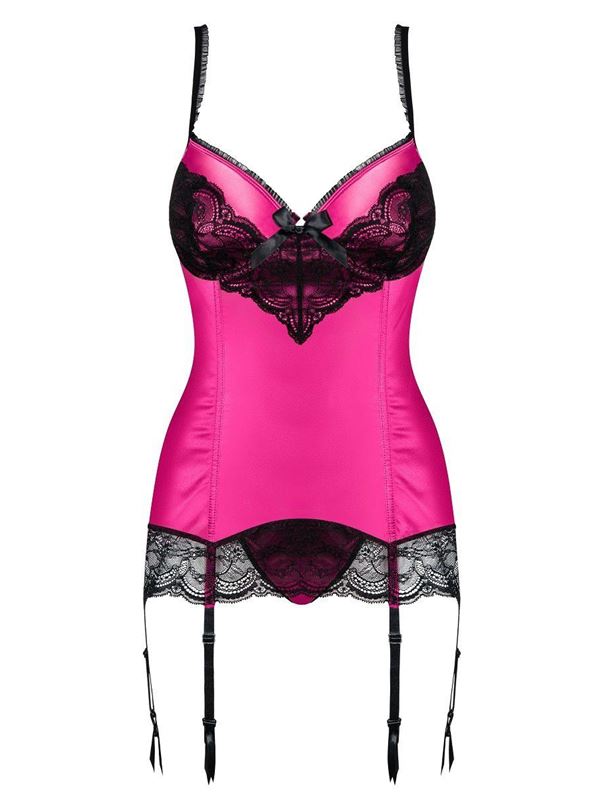 Малиновый корсаж с черным кружевом Roseberry