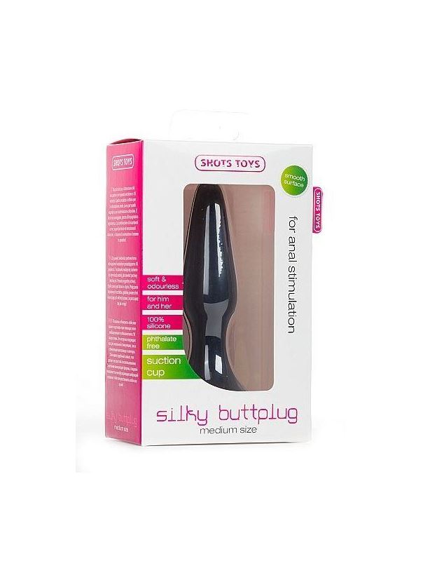 Черная анальная втулка Silky Buttplug Medium - 12,5 см.