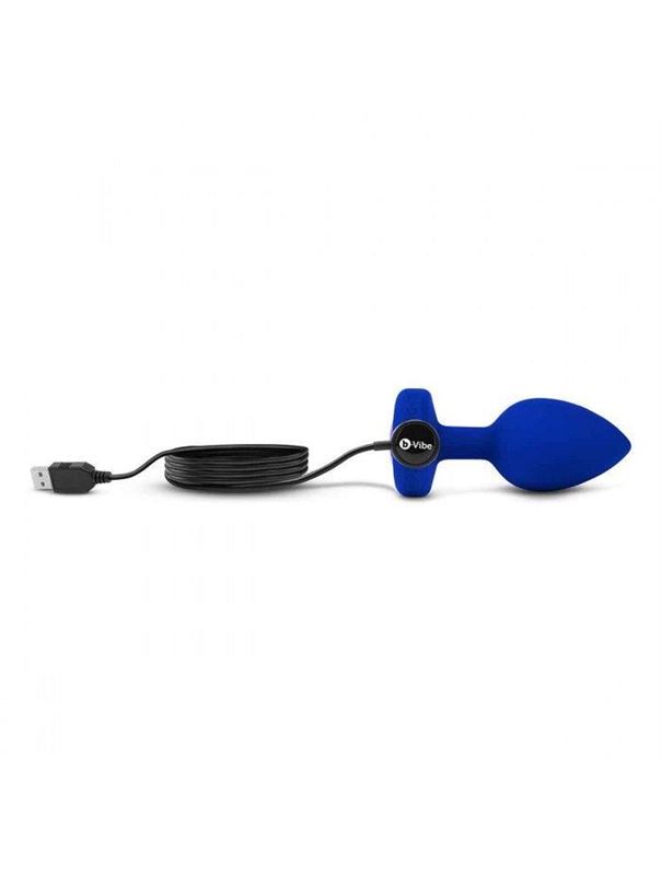Синяя анальная вибропробка Vibrating Jewel Plug L/XL (11 см)