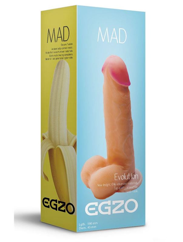 Телесный фаллоимитатор Mad Banana из киберкожи с присоской (19 см)