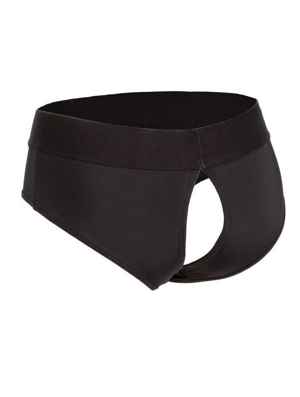 Черные трусы для страпона BACKLESS BRIEF HARNESS 2XL/3XL