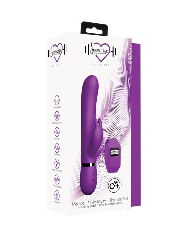Фиолетовый вибромассажер-кролик Kegel Rabbit с браслетом (22,5 см)