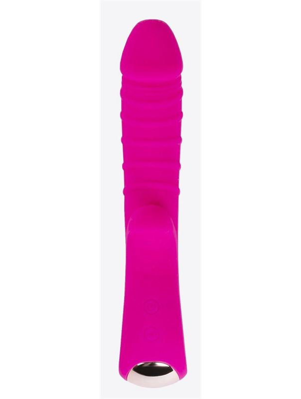 Ярко-розовый вибратор Ribbed с рёбрышками (18 см)