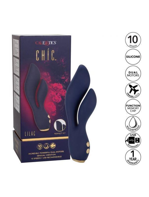 Синий вибромассажер кролик Chi­c Lilac (17,75 см)