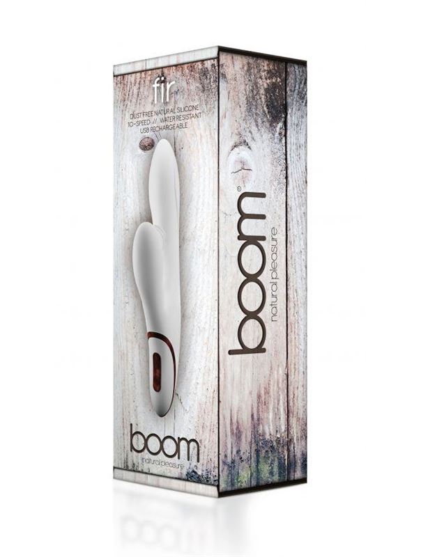 Белый вибратор BOOM - Fir с клиторальной щёточкой (23 см)