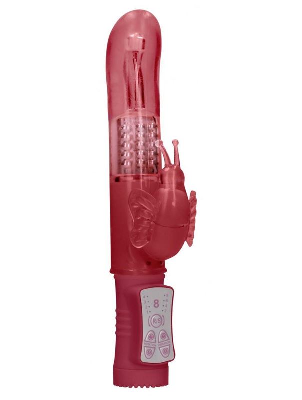 Красный вибратор кролик Rotating Butterfly (22,8 см)