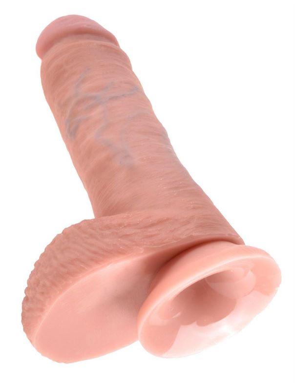 Реалистичный фаллоимитатор с мошонкой 8" King Cock with Balls на присоске (21,3 см)