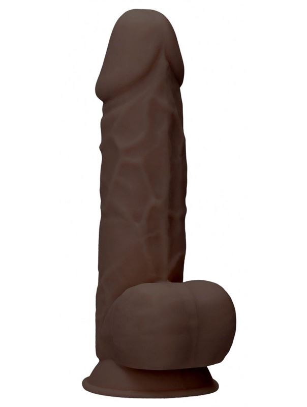 Коричневый фаллоимитатор Silicone Dildo With Balls (21,6 см)