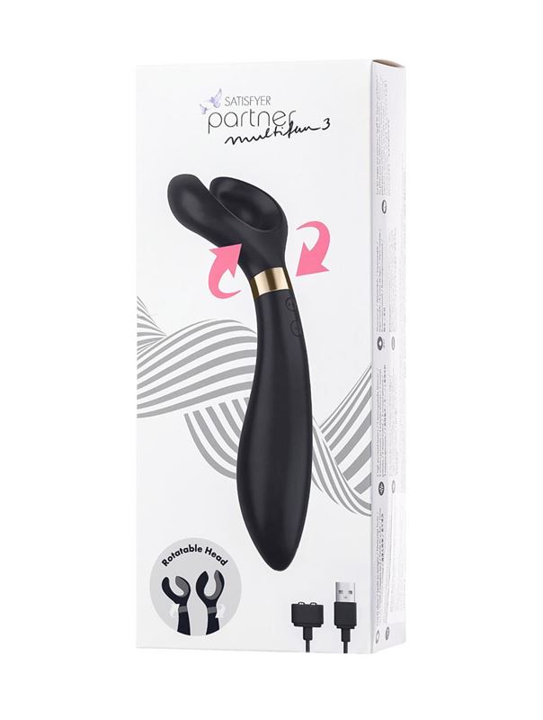 Чёрный вибромассажер для пар Satisfyer Partner Multifun 3