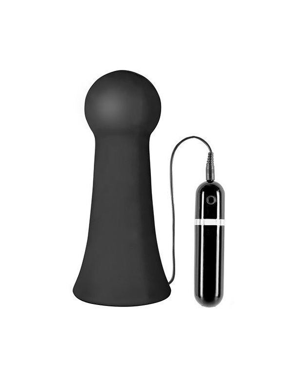 Большая чёрная вибропробка MENZSTUFF VIBRATING BUTTCRASHER BULBOUS (20 см)