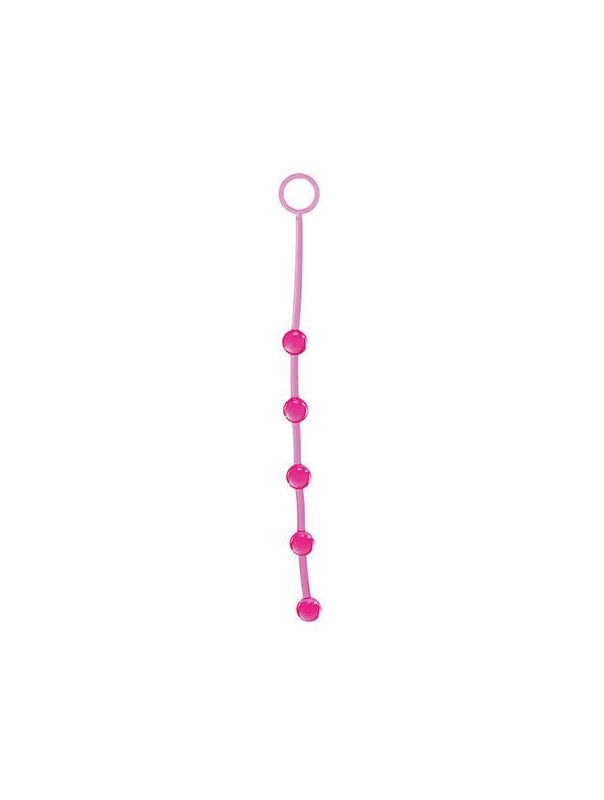 Розовая анальная цепочка с 5 шариками JAMMY JELLY ANAL 5 BEADS PINK - 38 см.