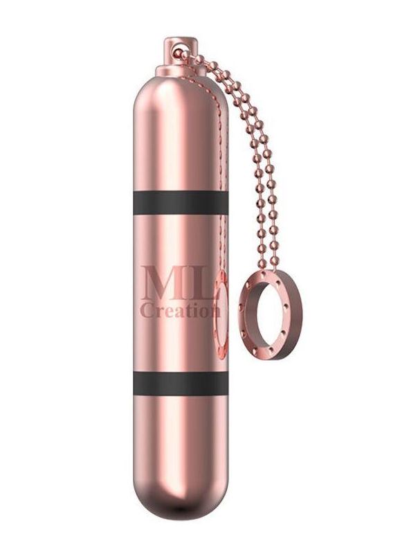 Золотистый мини вибратор на цепочке Glittering Bullet (9 см)
