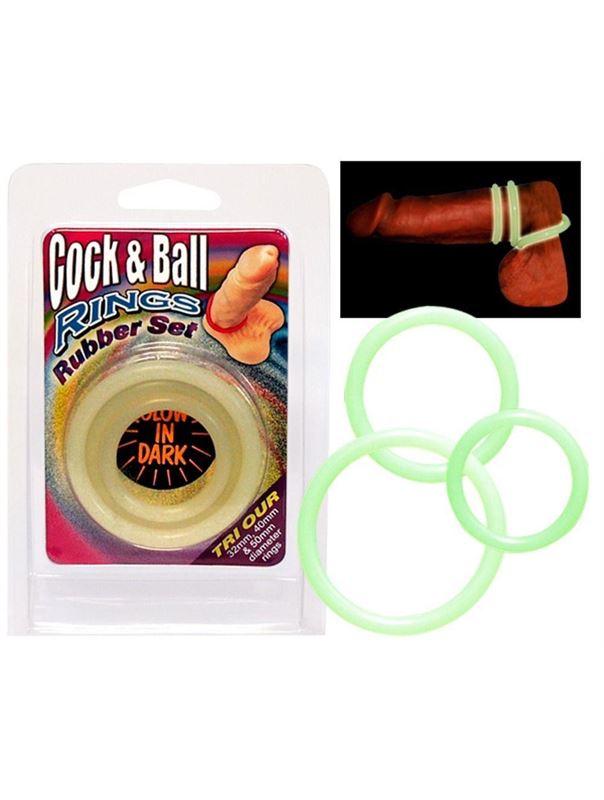 Набор из 3 светящихся в темноте колец Cock Ball Rings Glow