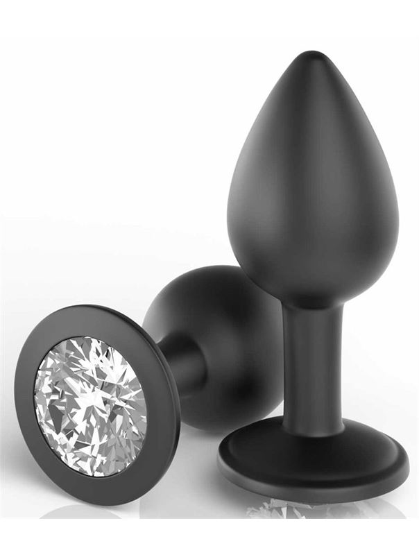 Черные трусики Crotchless Secret Gem XL-XXL с анальной пробкой
